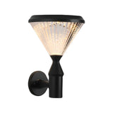 Modern Black Round Solar Powered Outdoor LED Garden Lights for Post Wall and Lawn