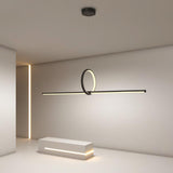 Modern Black Round Tube Pendant Light Minimalist PMMA LED Strip Chandelier