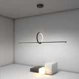 Modern Black Round Tube Pendant Light Minimalist PMMA LED Strip Chandelier