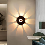 Modern Black Round Waterproof LED Wall Sconce Outdoor Decorative Flower Pattern Washer Light