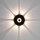 Modern Black Round Waterproof LED Wall Sconce Outdoor Decorative Flower Pattern Washer Light