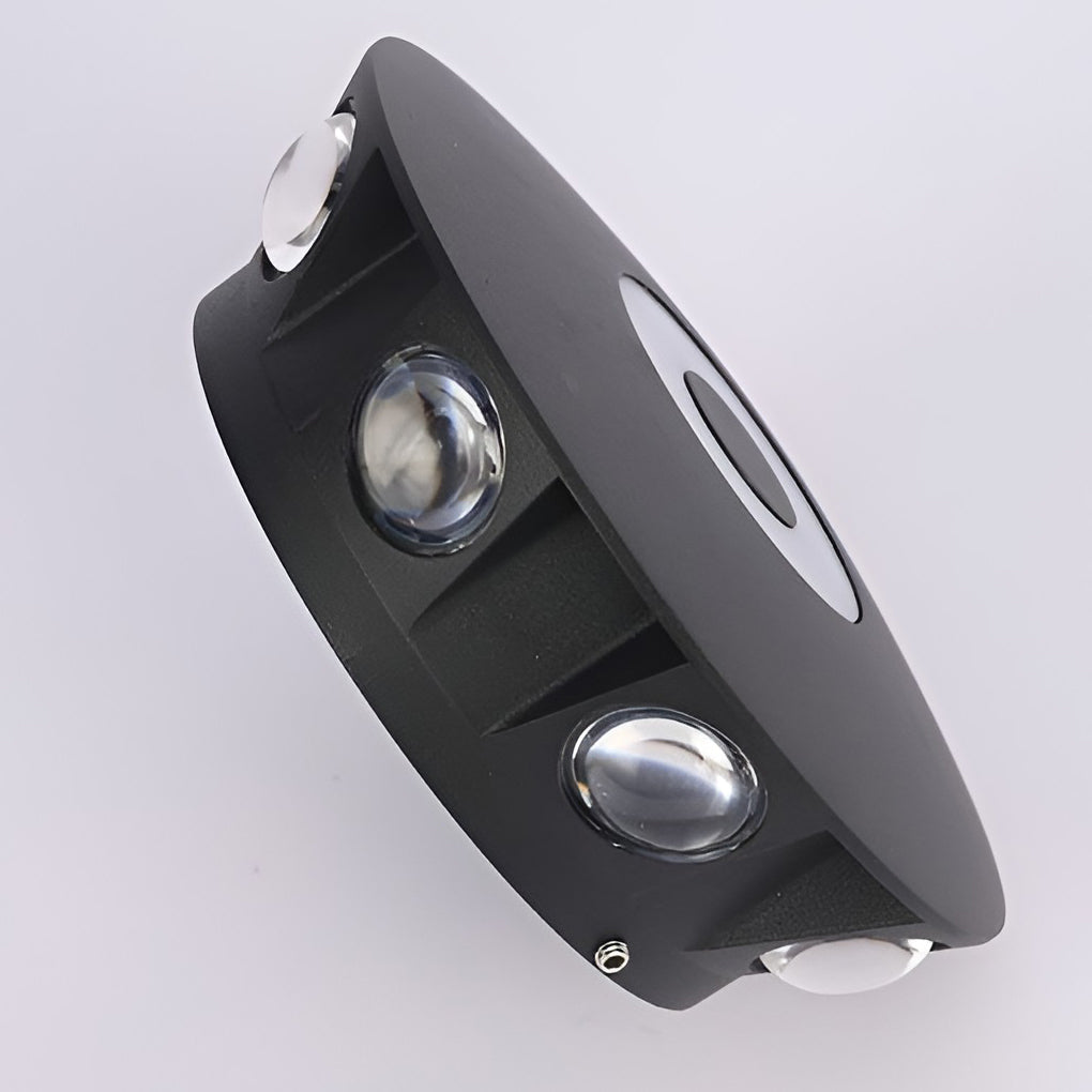 Modern Black Round Waterproof LED Wall Sconce Outdoor Decorative Flower Pattern Washer Light