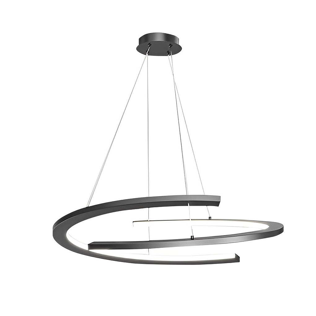 Modern Black Semi Circular LED Chandelier with 3 Step Dimming for Dining and Living Rooms