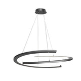 Modern Black Semi Circular LED Chandelier with 3 Step Dimming for Dining and Living Rooms