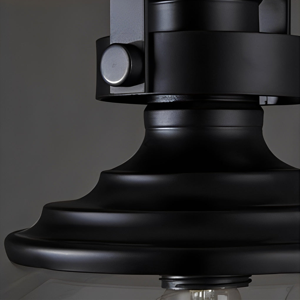 Modern Black Semicircular Glass Pendant Light Industrial Bowl Chandelier for Dining Room