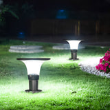 Modern Black Solar Fence Post Light Waterproof Round LED Outdoor Pillar Lamp for Garden Yard