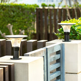 Modern Black Solar Fence Post Light Waterproof Round LED Outdoor Pillar Lamp for Garden Yard