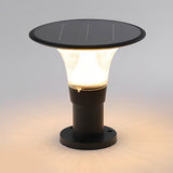 Modern Black Solar Fence Post Light Waterproof Round LED Outdoor Pillar Lamp for Garden Yard