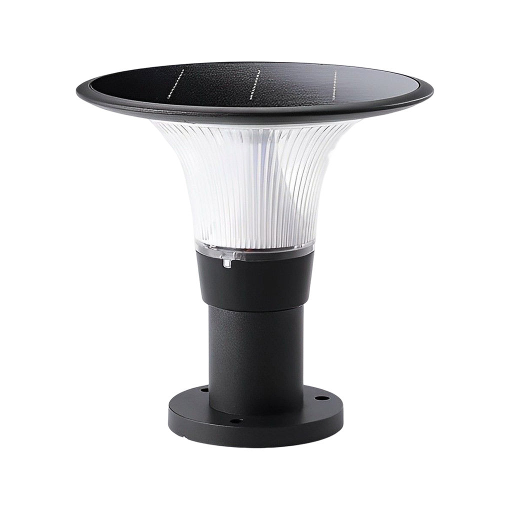 Modern Black Solar Fence Post Light Waterproof Round LED Outdoor Pillar Lamp for Garden Yard