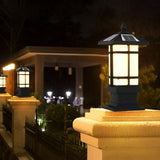 Modern Black Solar Fence Post Lights Waterproof Outdoor Garden Lantern with Remote Control Dimming