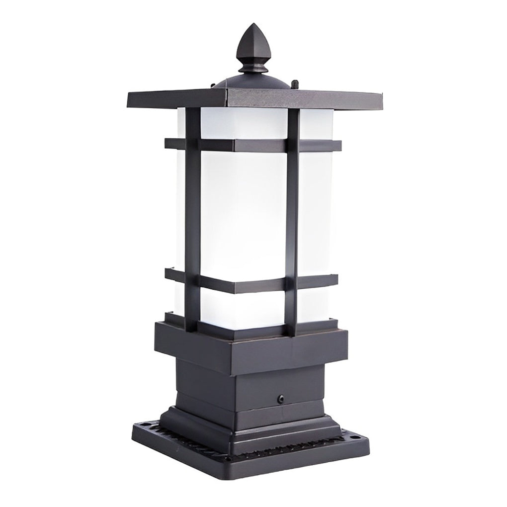 Modern Black Solar Fence Post Lights Waterproof Outdoor Garden Lantern with Remote Control Dimming