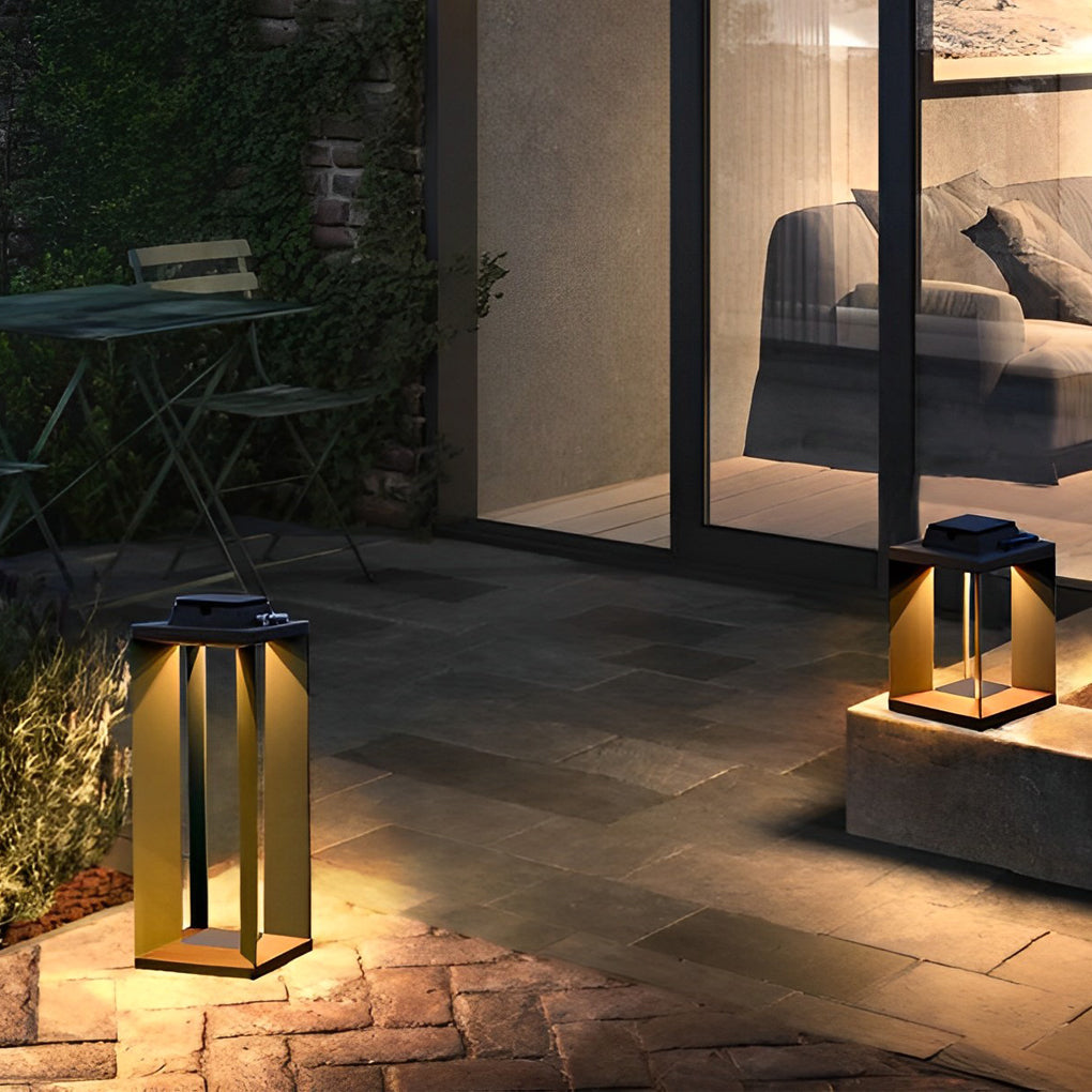 Modern Black Solar Lawn Lamp Waterproof LED Outdoor Floor Light for Garden Yard