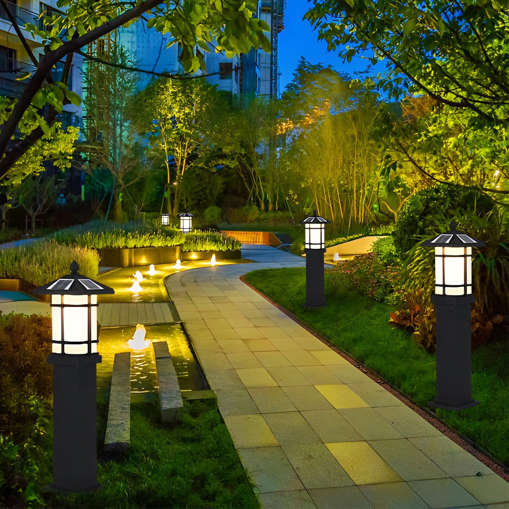 Modern Black Solar Path Lights Waterproof Outdoor LED Lawn Lamps for Garden and Villa