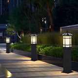 Modern Black Solar Path Lights Waterproof Outdoor LED Lawn Lamps for Garden and Villa