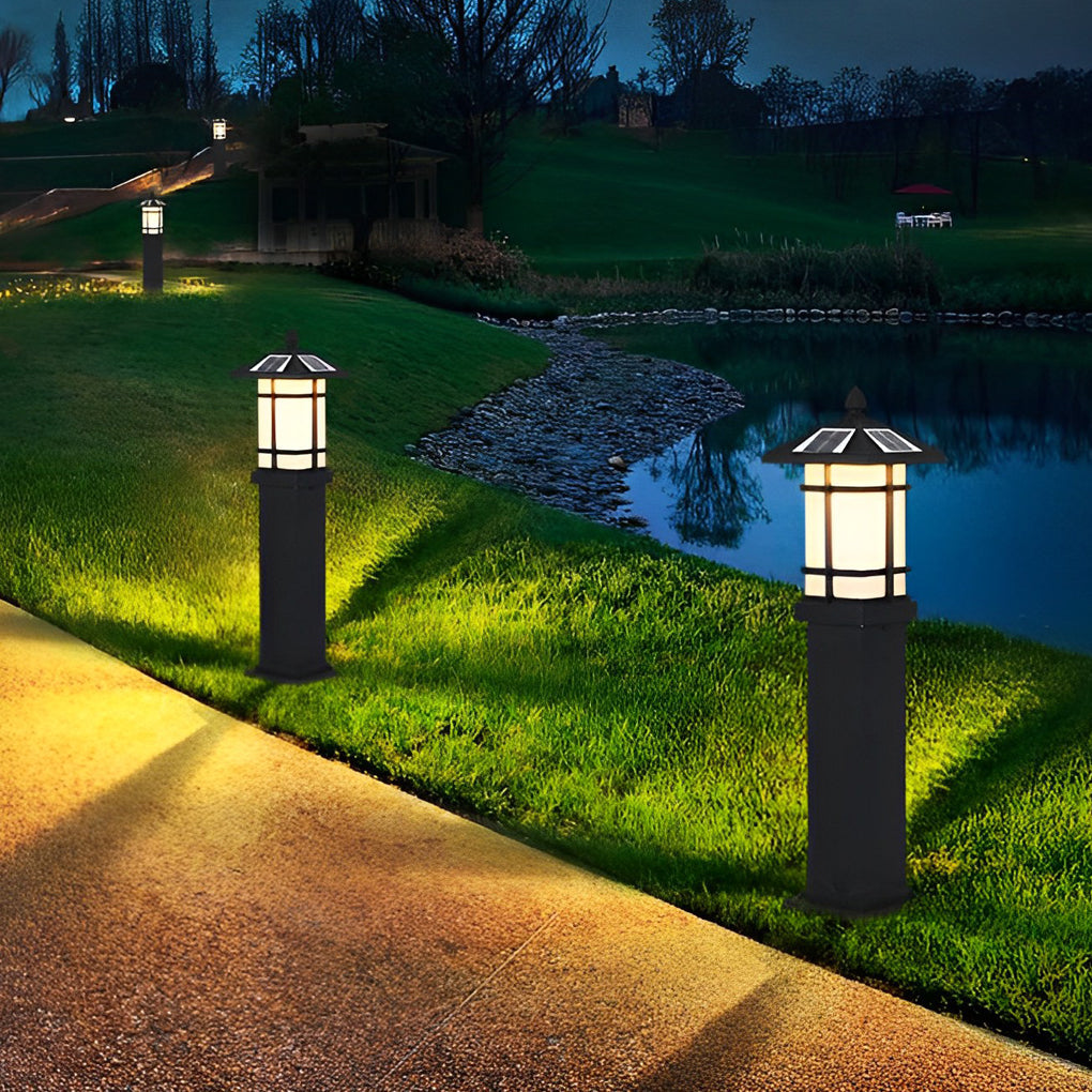 Modern Black Solar Path Lights Waterproof Outdoor LED Lawn Lamps for Garden and Villa