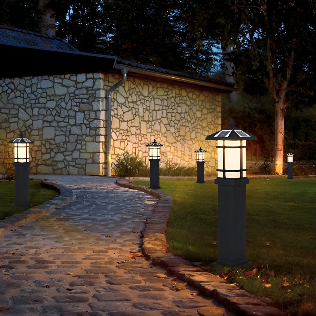 Modern Black Solar Path Lights Waterproof Outdoor LED Lawn Lamps for Garden and Villa