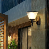 Modern Black Solar Powered LED Exterior Wall Light with Dusk to Dawn Sensor and Remote