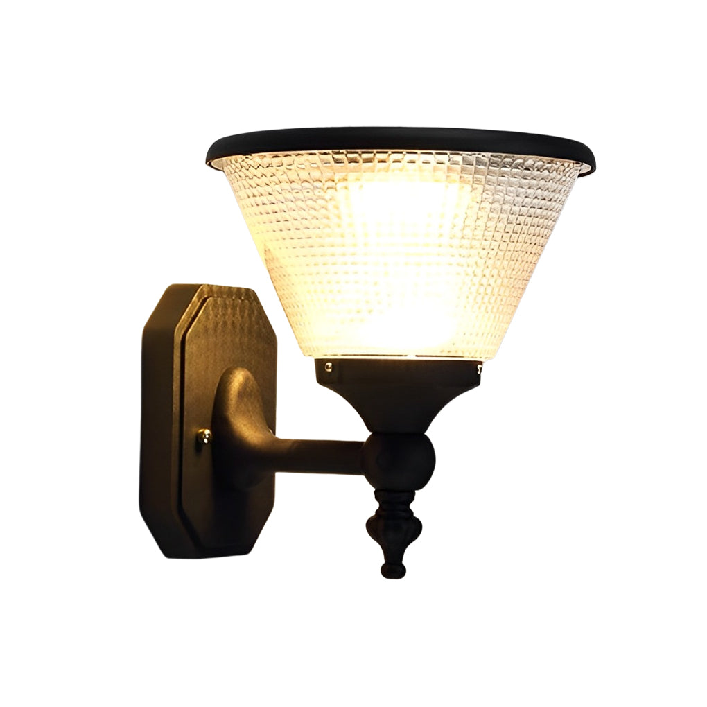 Modern Black Solar Powered LED Exterior Wall Light with Dusk to Dawn Sensor and Remote