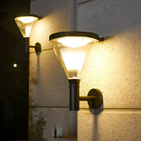 Modern Black Solar Powered LED Outdoor Wall Sconce Waterproof Exterior Lighting for Garden Backyard