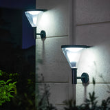 Modern Black Solar Powered LED Outdoor Wall Sconce Waterproof Exterior Lighting for Garden Backyard
