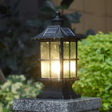 Modern Black Solar Powered LED Post Cap Light Waterproof Outdoor Garden Pillar Lamp with Remote
