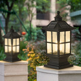 Modern Black Solar Powered LED Post Cap Light Waterproof Outdoor Garden Pillar Lamp with Remote