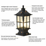 Modern Black Solar Powered LED Post Cap Light Waterproof Outdoor Garden Pillar Lamp with Remote