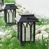 Modern Black Solar Powered Outdoor Lantern Waterproof Portable LED Garden Light for Villa Aisle and Patio