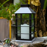 Modern Black Solar Powered Outdoor Lantern Waterproof Portable LED Garden Light for Villa Aisle and Patio