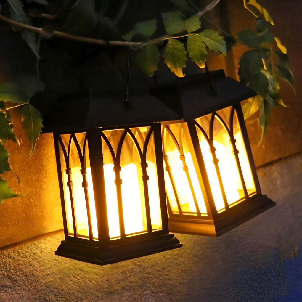 Modern Black Solar Powered Outdoor Lantern Waterproof Portable LED Garden Light for Villa Aisle and Patio
