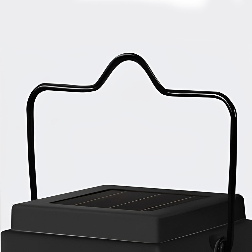 Modern Black Solar Powered Outdoor Lantern Waterproof Portable LED Garden Light for Villa Aisle and Patio