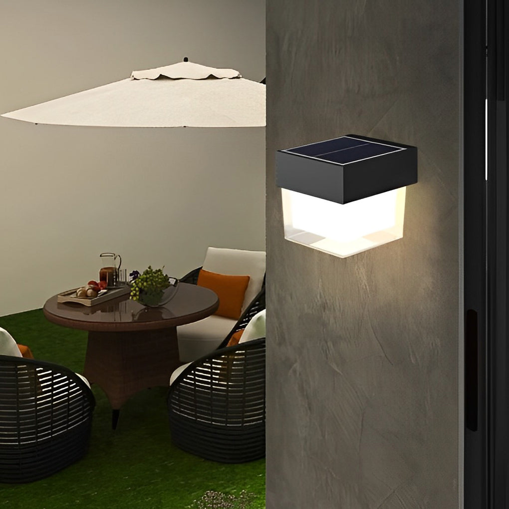 Modern Black Solar Powered Outdoor LED Wall Sconces Waterproof IP54 Exterior Lights for Garden and Porch