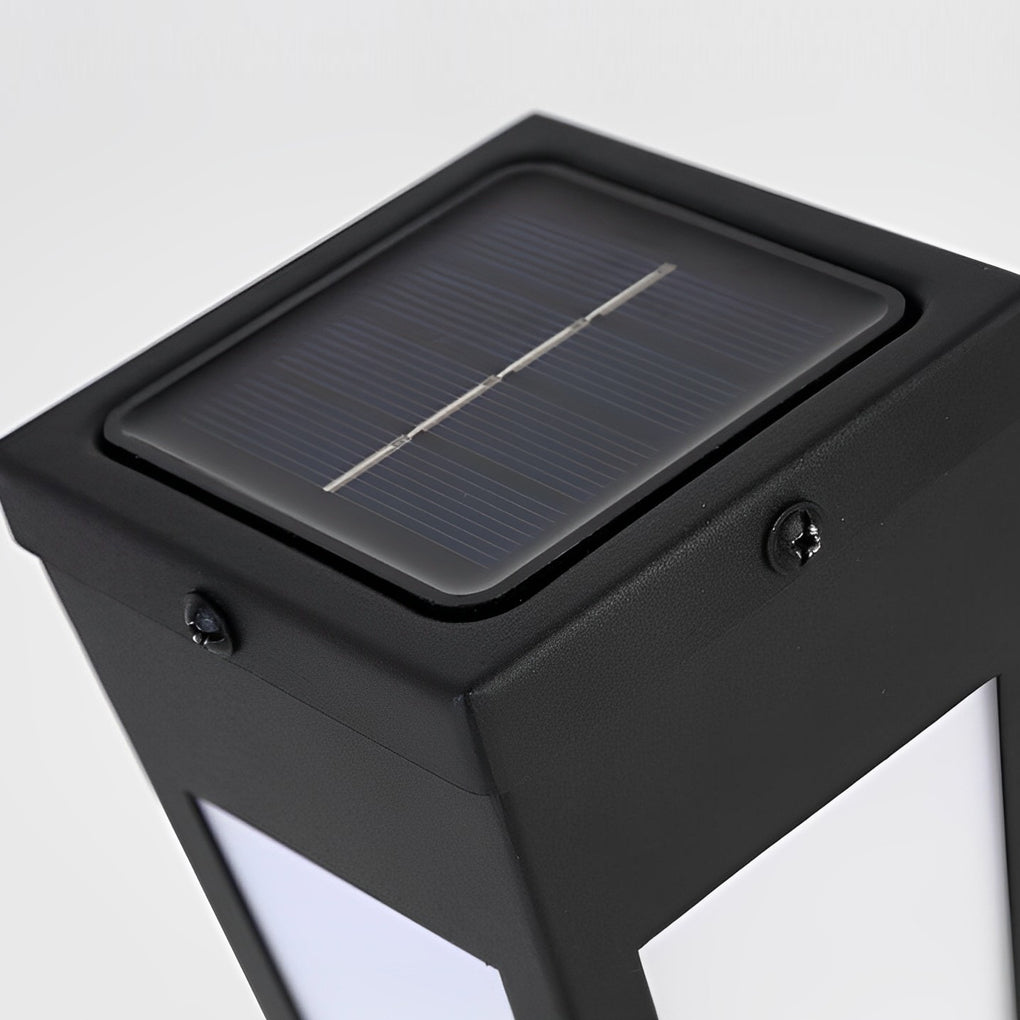 Modern Black Solar Powered Outdoor Wall Lamp Waterproof LED Exterior Porch Sconce