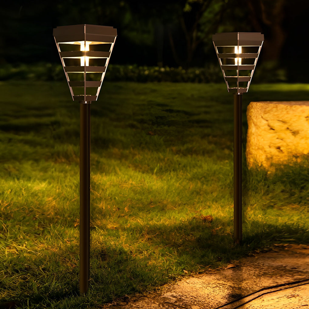 Modern Black Solar Powered Pathway Lights Waterproof Outdoor LED Landscape Garden Lamp