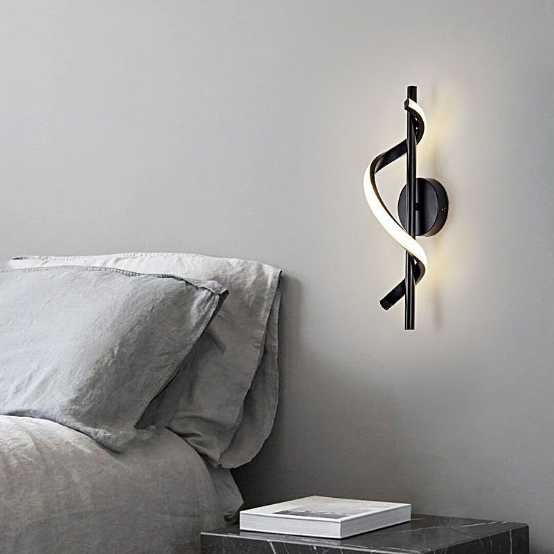Modern Black Spiral LED Wall Sconce and Pendant Light with 3 Step Dimming for Home Decor