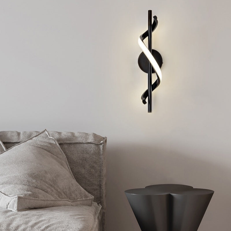 Modern Black Spiral LED Wall Sconce and Pendant Light with 3 Step Dimming for Home Decor