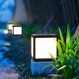 Modern Black Square Cube Outdoor Post LED Pier Mount Light Waterproof Exterior Fixture