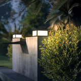 Modern Black Square Cube Outdoor Post LED Pier Mount Light Waterproof Exterior Fixture