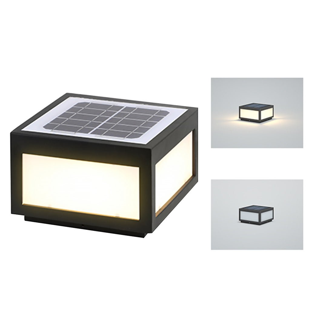 Modern Black Square Cube Outdoor Post LED Pier Mount Light Waterproof Exterior Fixture