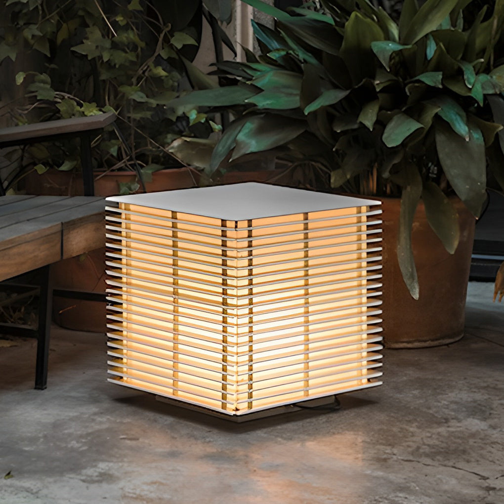 Modern Black Square Grid Outdoor LED Garden Post Lamp Waterproof IP65 Path Light