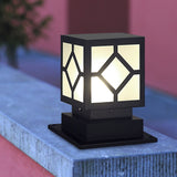 Modern Black Square LED Outdoor Post Light Waterproof Stainless Steel Garden Lantern