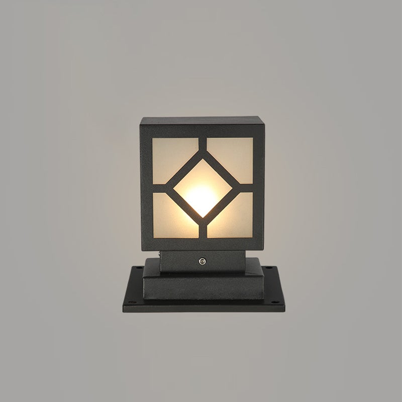 Modern Black Square LED Outdoor Post Light Waterproof Stainless Steel Garden Lantern