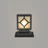Modern Black Square LED Outdoor Post Light Waterproof Stainless Steel Garden Lantern