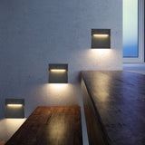 Modern Black Square LED Outdoor Step Light IP54 Waterproof Stair Wall Sconce for Deck and Patio