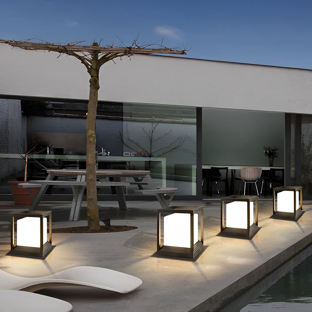 Modern Black Square LED Solar Post Cap Light Waterproof Outdoor Fence Deck Lighting