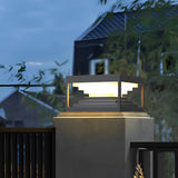 Modern Black Square LED Solar Post Cap Lights Waterproof Outdoor Garden Fence Pillar Lamps