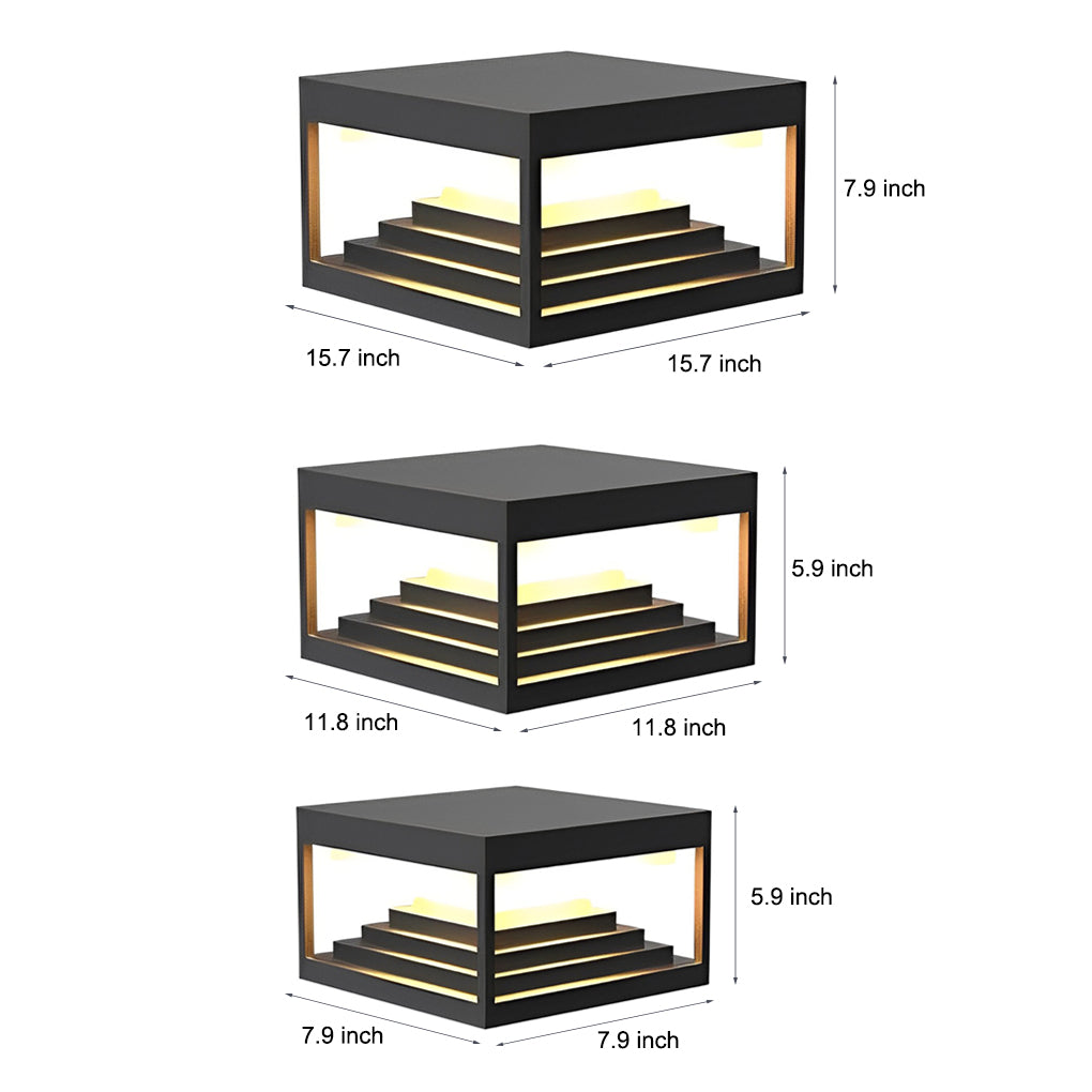 Modern Black Square LED Solar Post Cap Lights Waterproof Outdoor Garden Fence Pillar Lamps