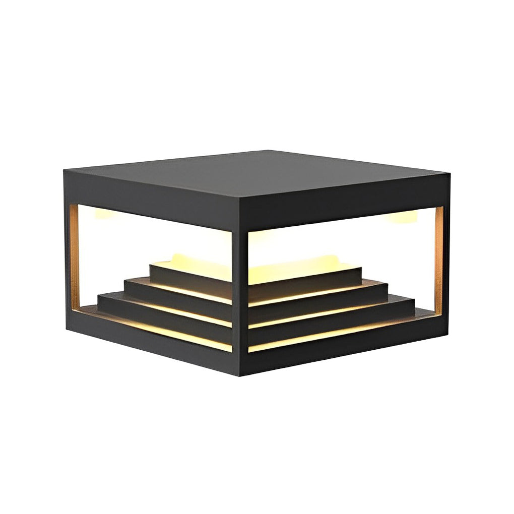 Modern Black Square LED Solar Post Cap Lights Waterproof Outdoor Garden Fence Pillar Lamps
