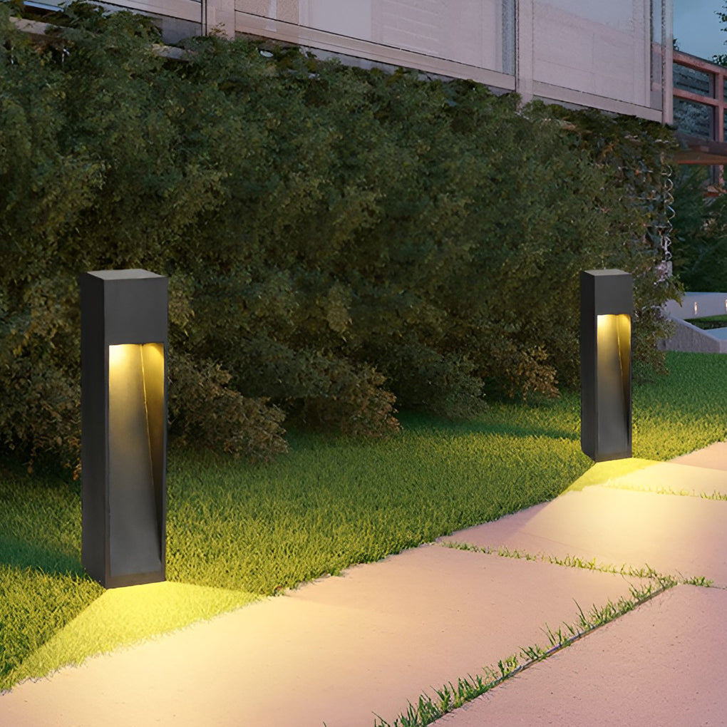 Modern Black Square Outdoor LED Post Light Waterproof 5W Pathway Lighting for Gardens