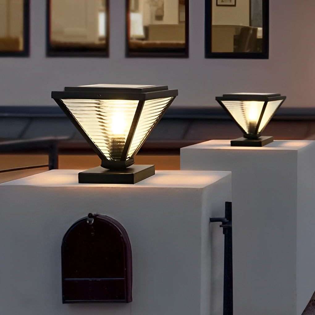 Modern Black Square Solar Fence Post Lights Waterproof Outdoor Garden Deck Cap Lighting